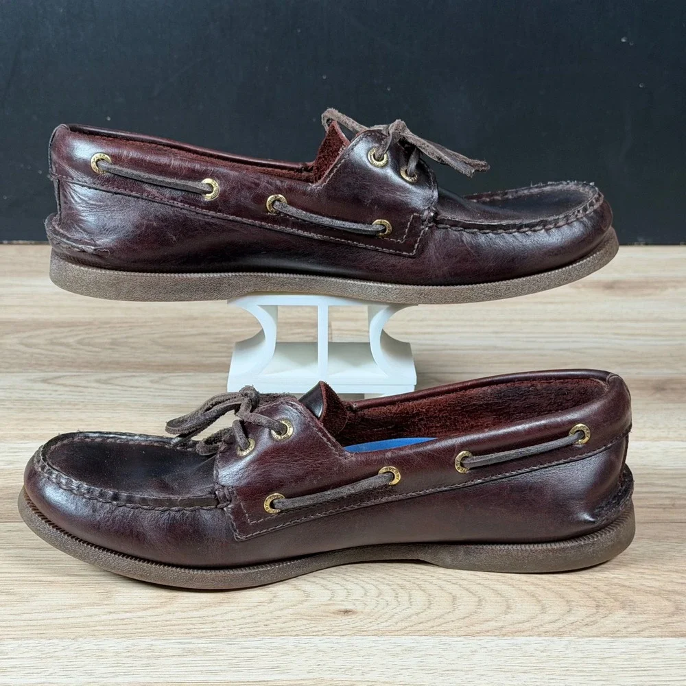 Sperry Top-Sider Shoes Mens Size 10.5 M Brown Burgundy Boat Leather Preppy